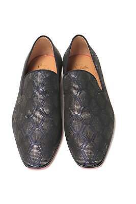 Pre-owned Christian Louboutin Navy/nero Colannaki Flat Tissu Shoes