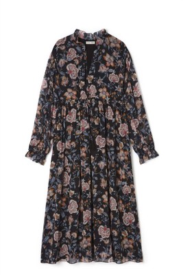 Pre-owned Louise Misha Chella Maxi Dress In Charcoal Tpical Loon - Size 36