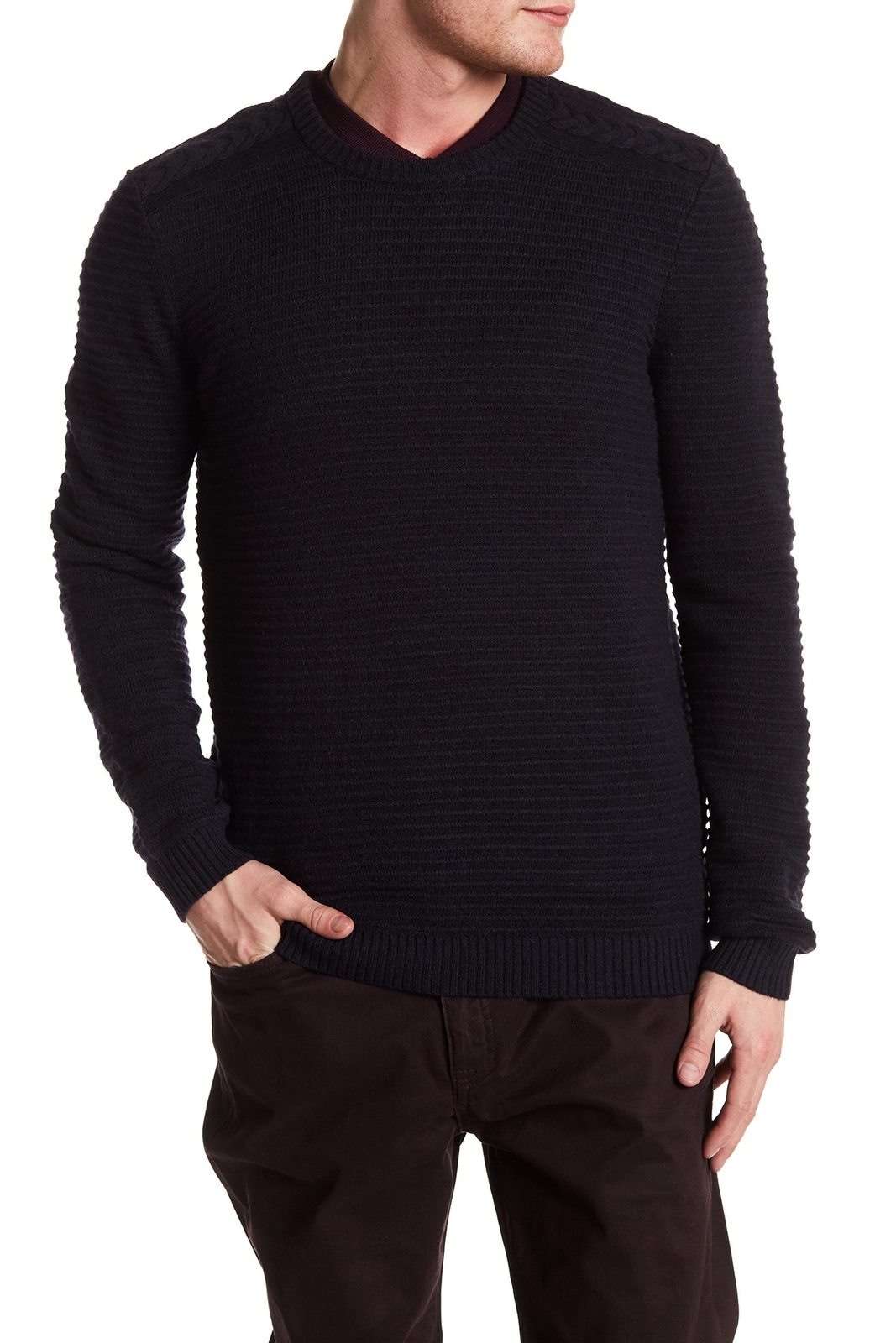 Ted Baker London mens knit navy Gridlock Cable sweater sz 6