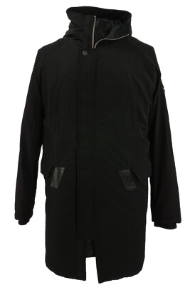 New $498 Slate & Stone Jay Mens Small Black Zip Heavy Hooded Puffer Parka Jacket