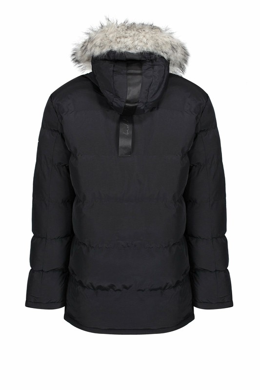 4BIDDEN 4BIDDEN SPRUNG KUNST PELZRAND JACKE MIT KAPUZE SCHWARZ