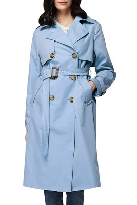 Lapel Jacket With Belt Blue Xl