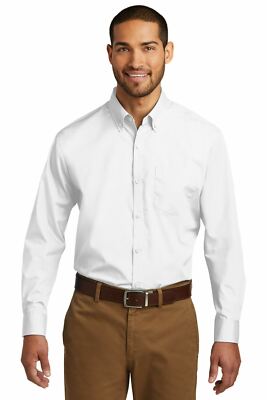 Port Authority Men's Long Sleeve Pocket Carefree Poplin Button Down Shirt W100