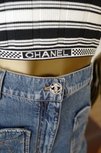 Chanel denim Jeans Pants CC Heart 24P Wide Leg SOLD OUT Size Chanel denim Jeans Pants CC Heart 24P Wide Leg SOLD OUT Size