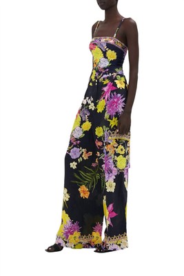 Pre-owned Camilla Wide Leg Utility Pants In Peace Be With You - Size Xl In Black