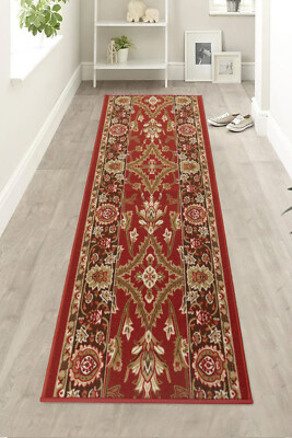 Custom Size Oriental Red Mahal Design Slip Resistant Runner Rug 26'' 31'' 36'' Wide