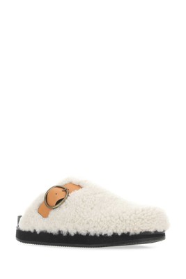 Pre-owned Isabel Marant Ivory Shearling Footb Slippers In White