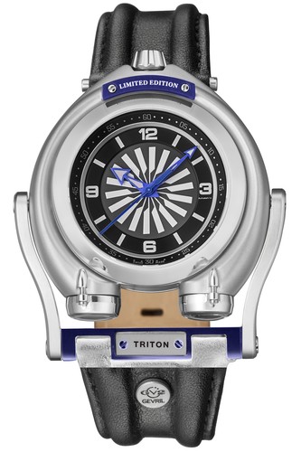 Pre-owned Gv2 By Gevril Men's 3400 Triton Automatic Limited Edition Black Leather Watch