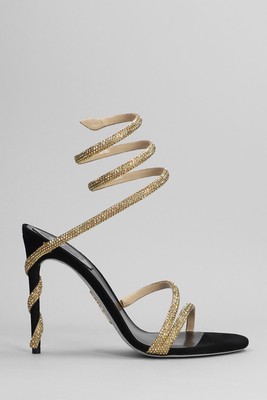 Pre-owned René Caovilla Margot Sandals In Black Leather
