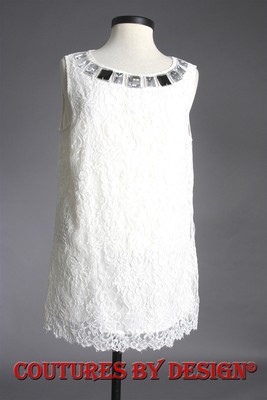St John Knits Silk Lace Crystal Tank Top Shell Cream Sz Large NWT MSRP $995