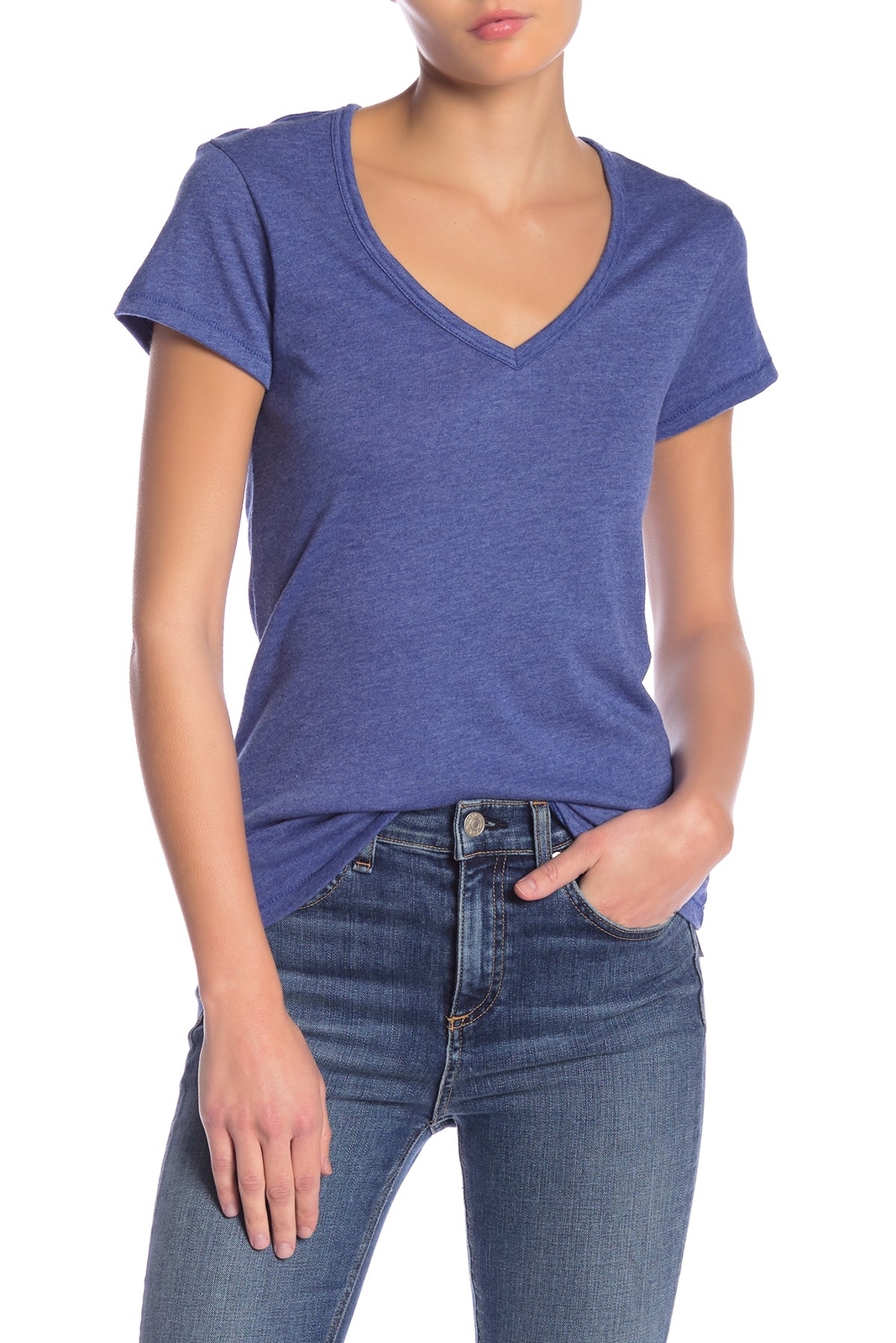 Alternative 154117 Women's The Keepsake V-Neck T-Shirt Vintage Royal Sz. Small