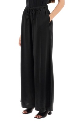 Pre-owned By Malene Birger 'clorella' Satin Palazzo Pants In Black