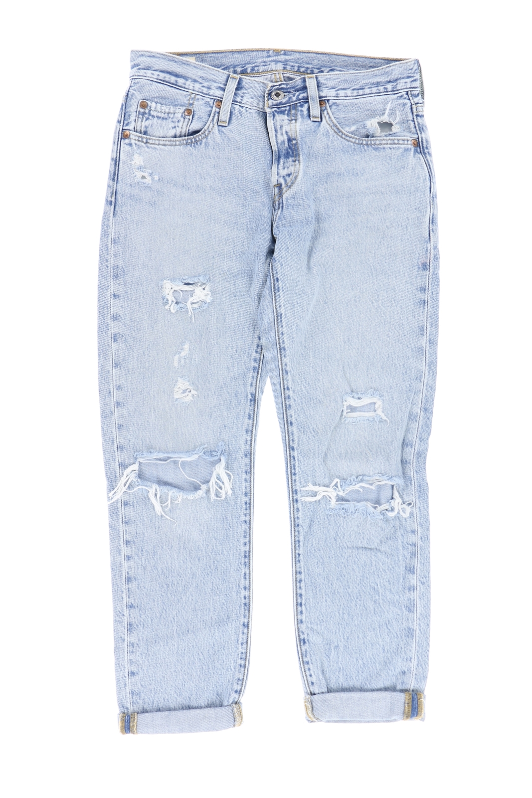 Levi's premium 501 T 187303 Womens Boyfriend Ripped Jeans Light Size 25