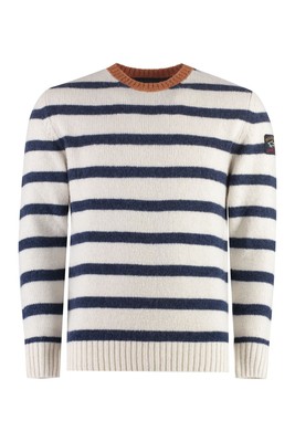 Pre-owned Paul & Shark Paul&shark Wool-blend Crew-neck Sweater In White