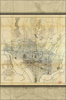 Poster, Many Sizes; Map Of Washington D.C. Water Supply & Dist. 1892