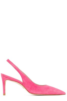 Pre-owned Stuart Weitzman Pointed Toe Slingback Pumps 38.5 It In Pink