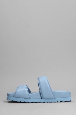 Pre-owned Gia Borghini Perni 11 Flats In Cyan Leather In Blue