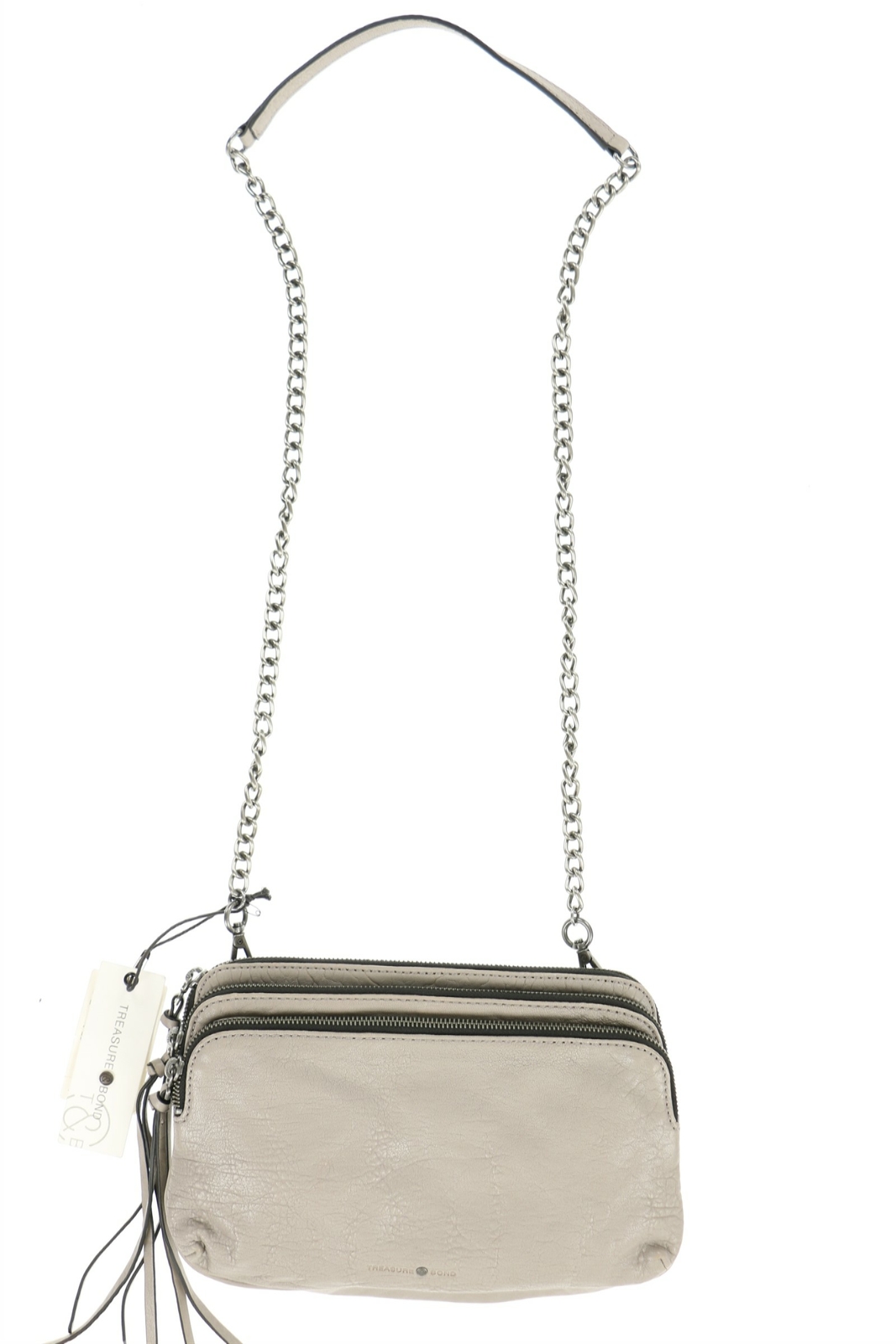 Treasure & Bond 241951 Womens Chain Strap Leather Crossbody Bag Gray Opal