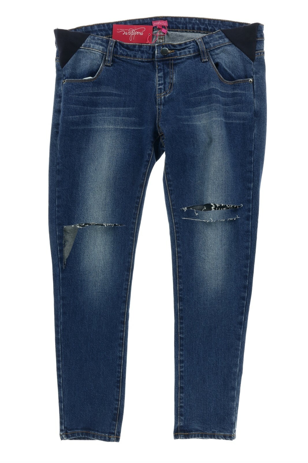 Womens Madeline Maternity Ripped Denim Skinny Jeans Navy Blue Size 29 $118