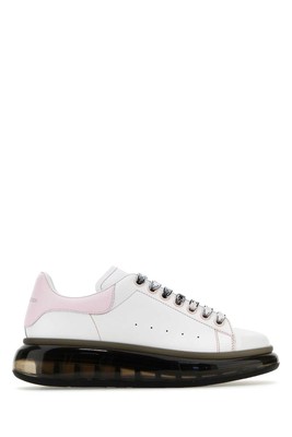 Pre-owned Alexander Mcqueen White Leather Sneakers With Pink Leather Heel
