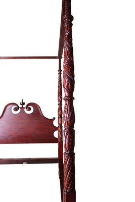4 Poster Highly Carved Mahogany Canopy Double Full Size Bed by Flint