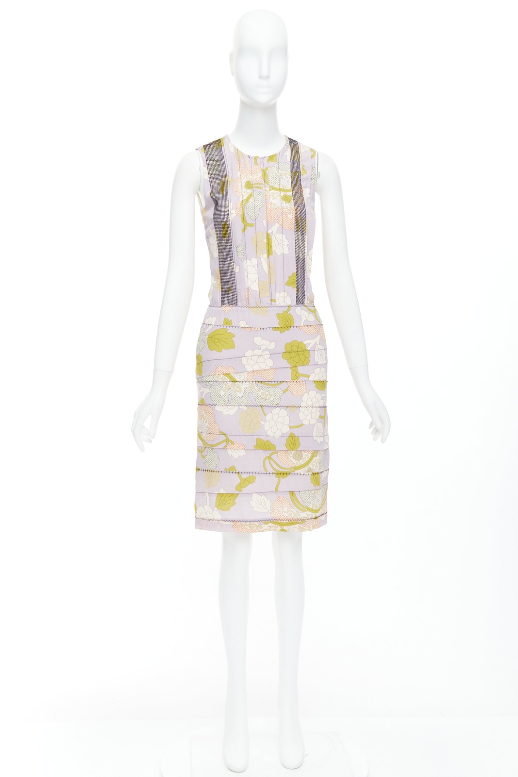BOTTEGA VENETA 2015 Runway silk purple floral print mesh