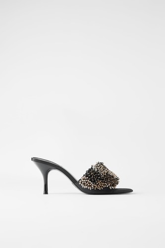 るな Zara Women Beaded High Heel Sandals Black 3830/510 | eBay