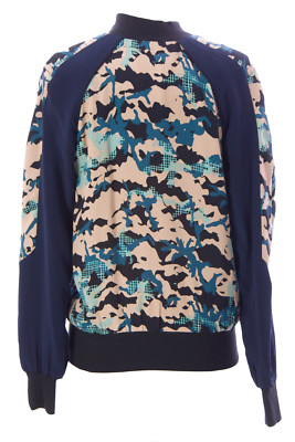 REBECCA MINKOFF REBECCA MINKOFF DAMEN MARINEBLAU / KAMEL GRAFIK SEIDE REISSVERSCHLUSS NOLAN JACKE