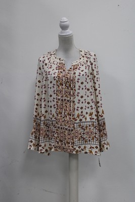 Style & Co. Women's Printed Peasant Top, (Flourishing Ivory, S)