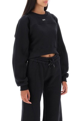 Pre-owned Off-white Cropped Sweatshirt In Black White