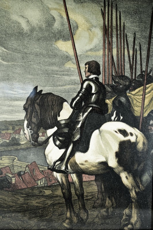 Jugendstil Art Nouveau Lithografie Â° Die Eiserne Wehr Â° Prof. Angelo Jank 1902