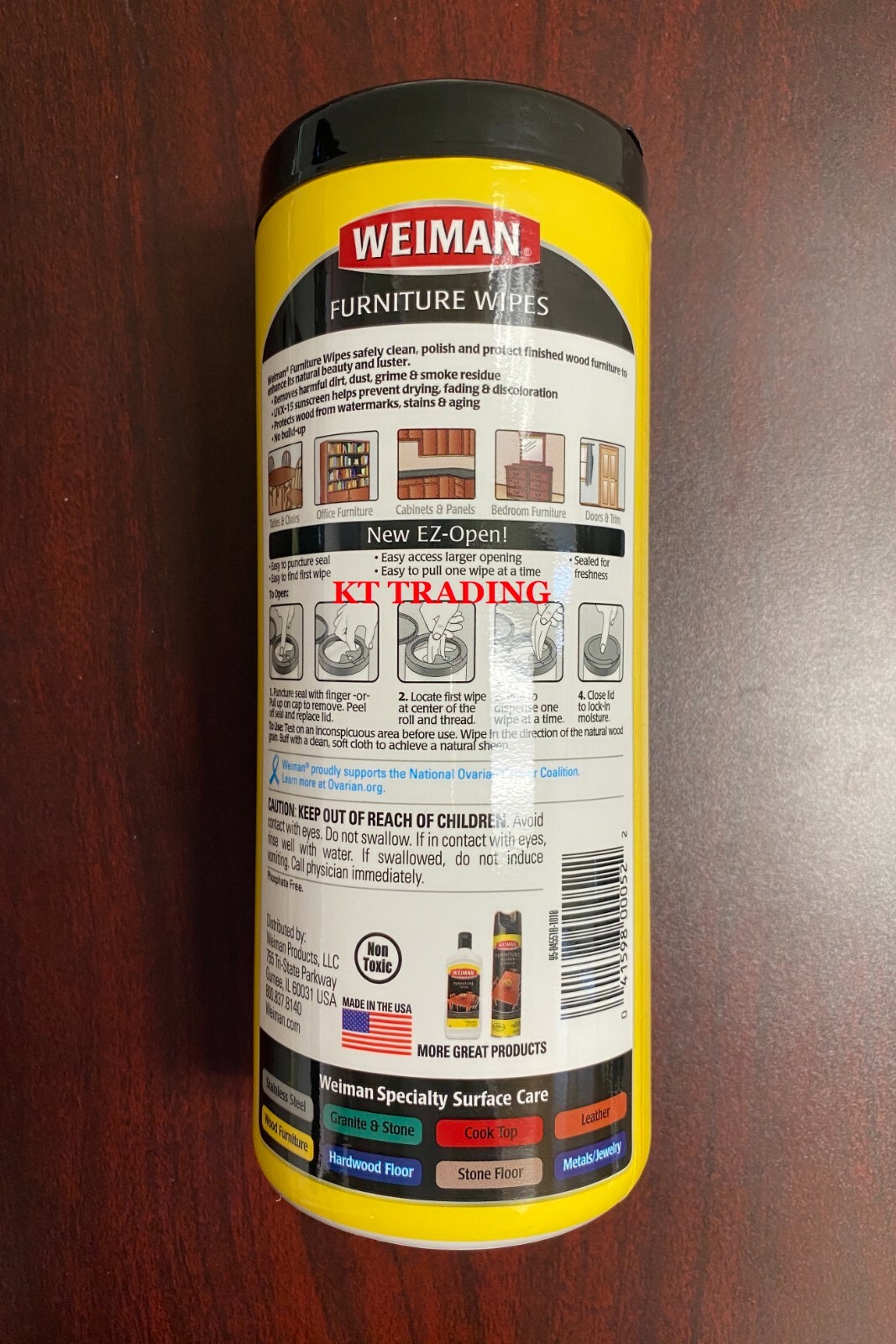 Weiman Wood Cleaner Protect & Polish Furniture Non-Toxic UV Protection 30 Wipes 