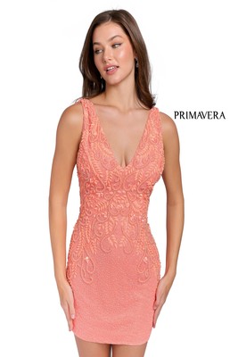 Pre-owned Primavera Couture Primavera 3807 Evening Dress Lowest Price Guarantee Authentic In Coral