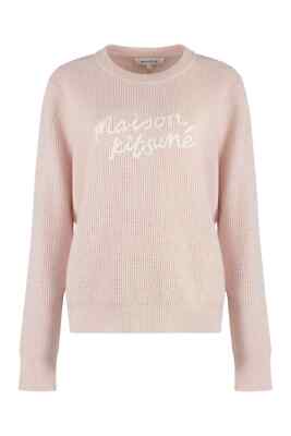 Pre-owned Maison Kitsuné Crew-neck Wool Sweater In Pink