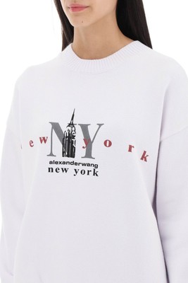 Pre-owned Alexander Wang Ny Empire State Logo Cotton Sweater In White