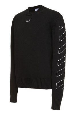 Pre-owned Off-white Stitch Arrows Diags Sweater In Black