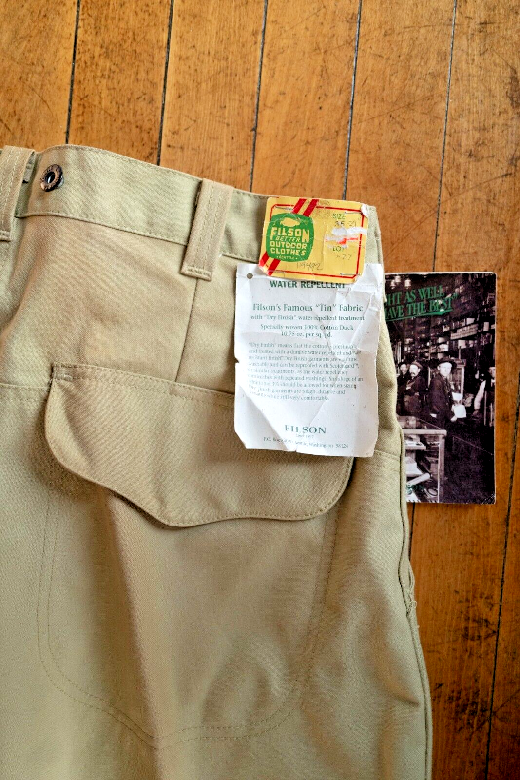 良品 FILSON 旧タグ USA製 チノパン ベージュ 36（38.5）L相当 Vintage Filson Cotton Duck Canvas Tin Cloth Pants Made in USA Sz