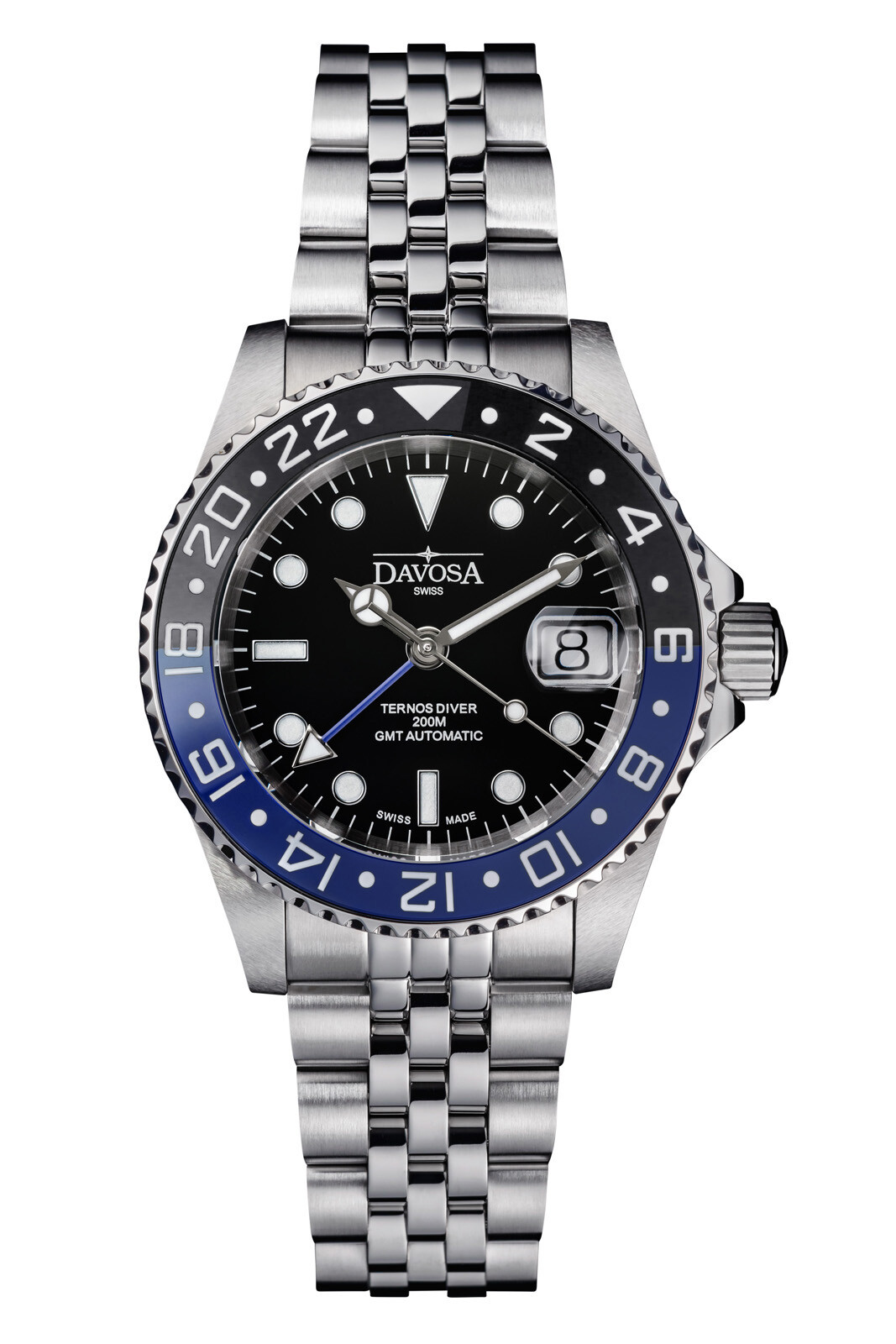 Pre-owned Davosa Ternos Ceramic Automatic Diving Watch Blue Black Gmt Bezel 40mm 16159004