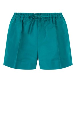 Pre-owned Valentino Garavani Teal Green Faille Shorts In Pvh