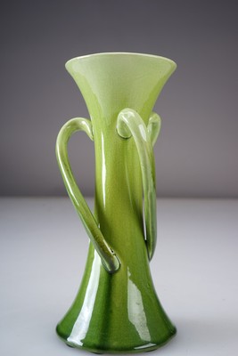 Glazed Amazing design Signed Vintage Artisan Pottery Loving Cup Trophy pottery Golden handles The Rolling Stones