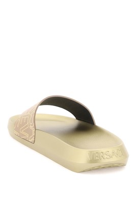 Pre-owned Versace Allover Slides In Brown