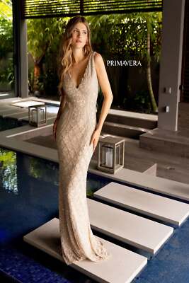 Pre-owned Primavera Couture Primavera 12102 Evening Dress Lowest Price Guarantee Authentic In Coral