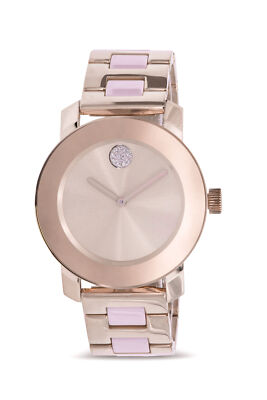 Pre-owned Movado Bold Iconic Pale Rose Gold-tone Ladies Watch 3600639