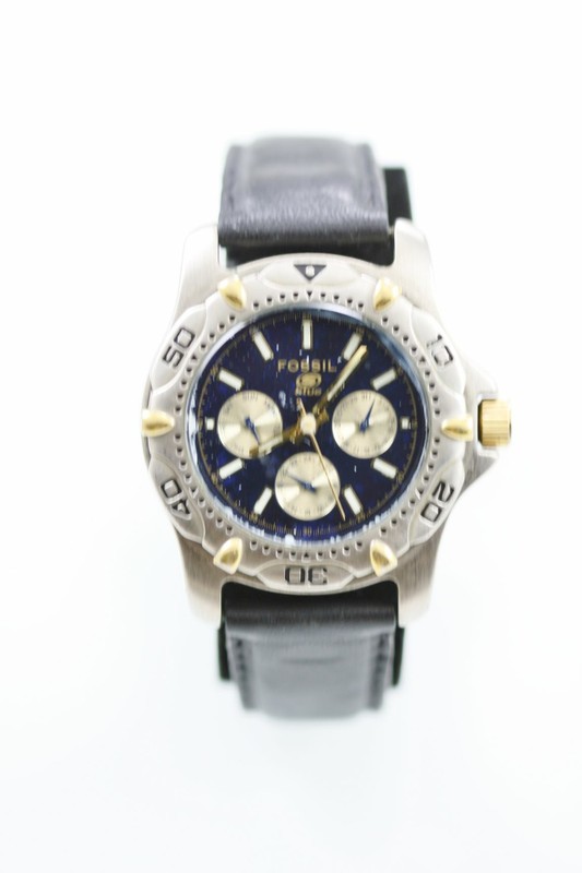 gold and silver fossil watch men's