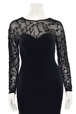 *STUNNING!* Black Tie Oleg Cassini Beaded Evening Dress in Black sz 8