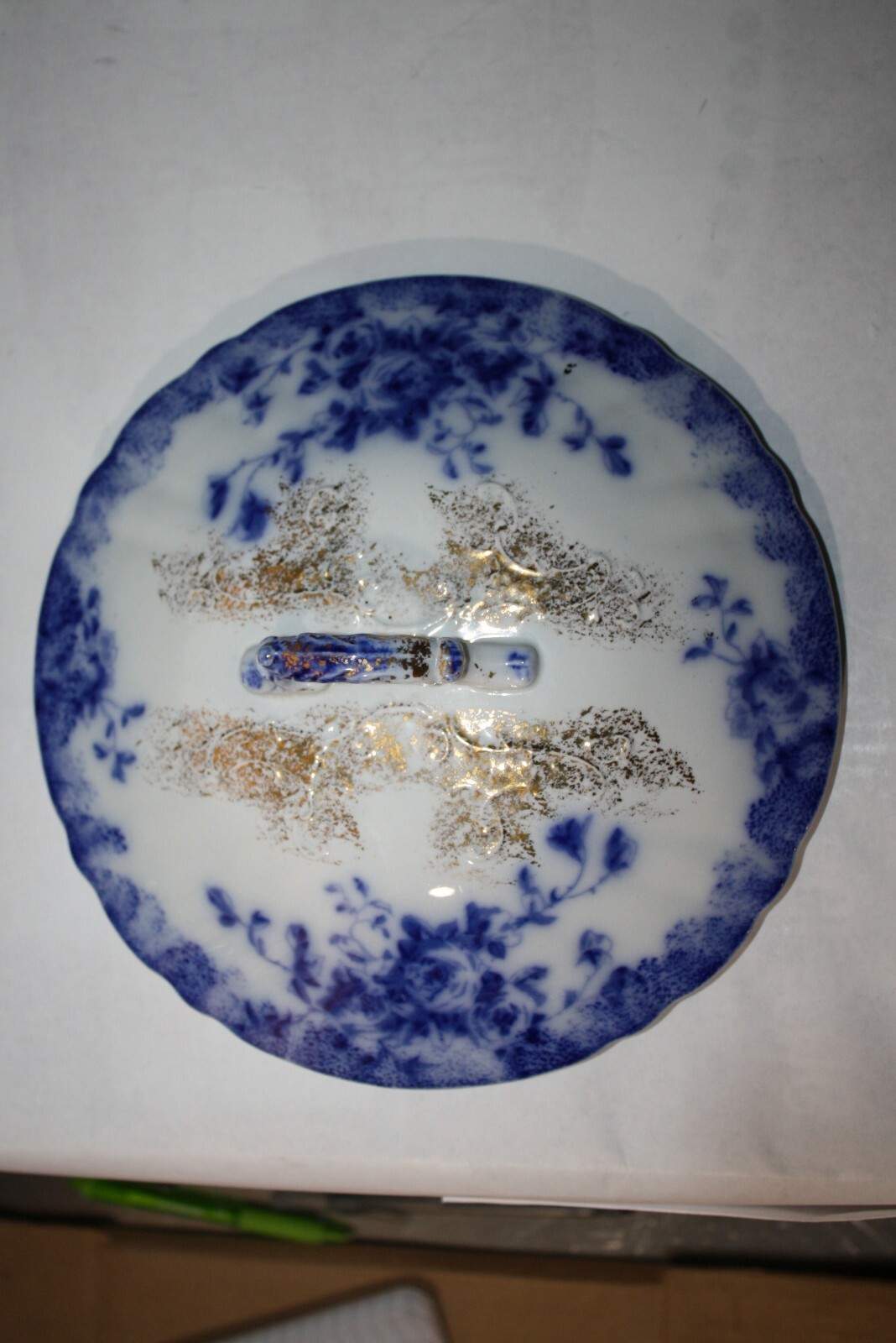 Antique Flow Blue Unknown Replacement Chamber Pot Lid 7