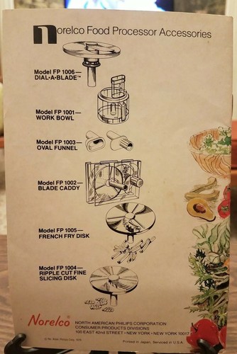 Norelco Food Processor Model HB1115 Instructions and Recipes Booklet 1978