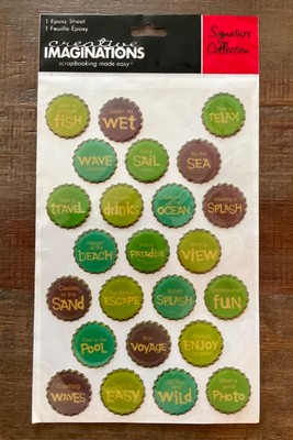 Creative Imaginations Epoxy Stickers Vacation Beach Ocean Cruise Bottle Caps