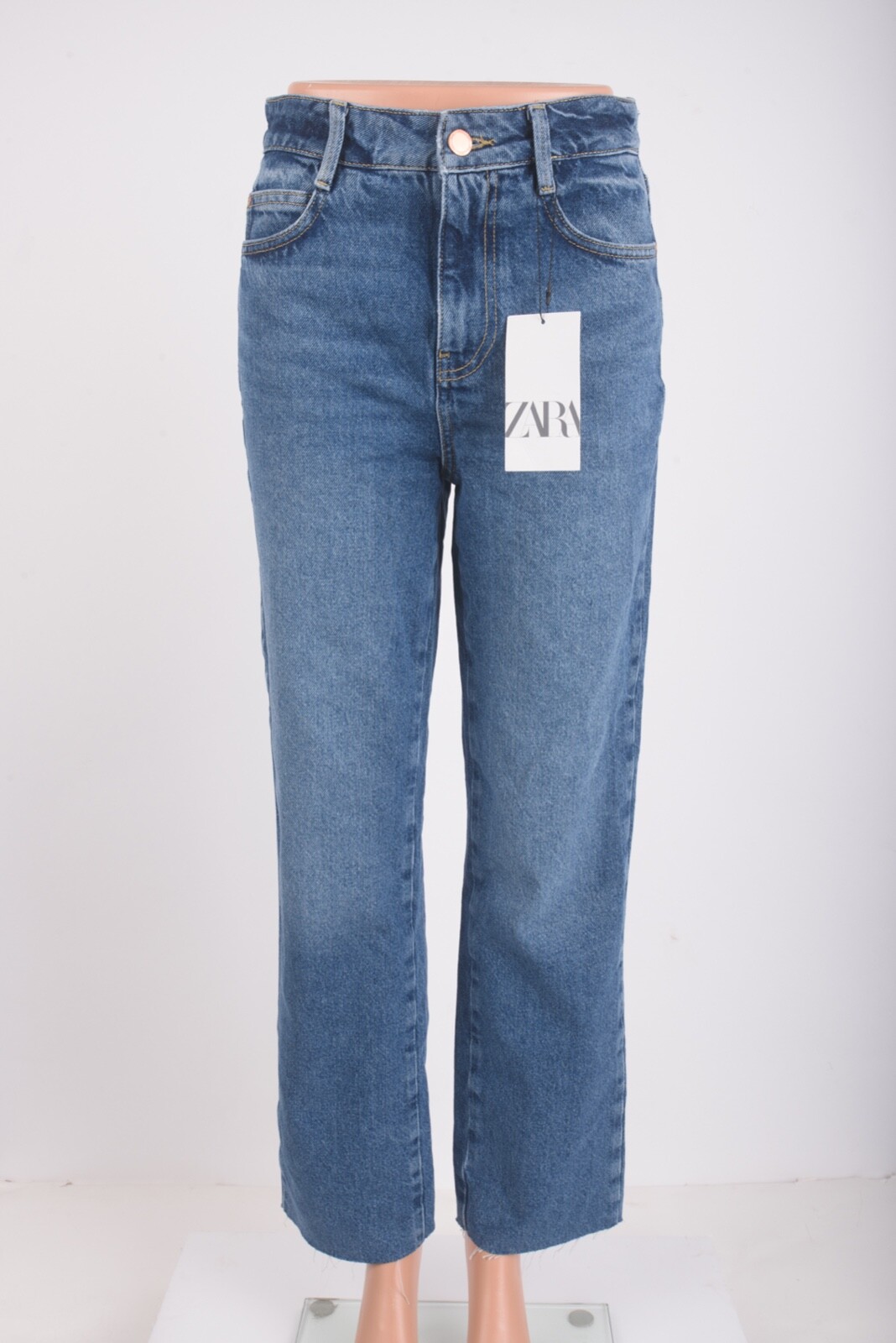 BLUGIRL RA5112J488122222 関税送料込 Zara Womens Jeans Denim Blue High Rise Straight Ankle US 2
