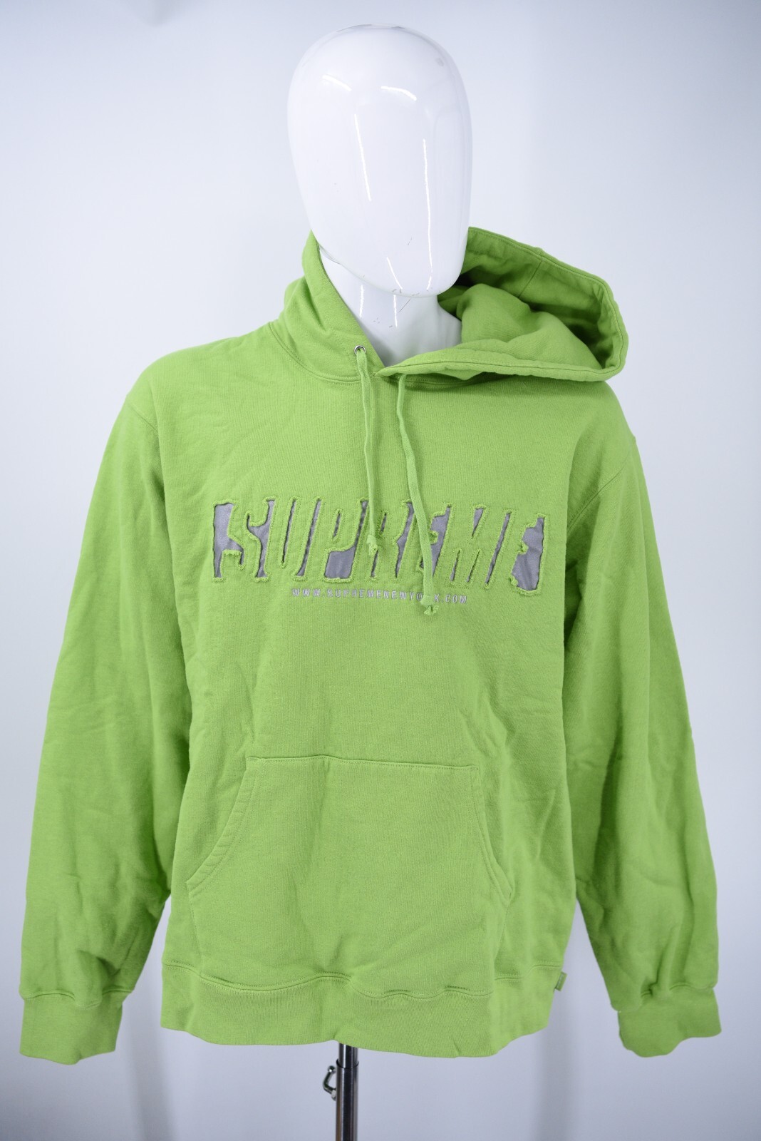 Supreme Reflective Cutout Hooded Sweatshirt RARE! Lime Mens